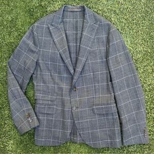 Eleventy Soft Jacket Peak Label Single Breast Stretch Wool Plaid Sports Coat 38R